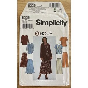 Simplicity 8226 Misses' Shirtvoants Skirt Scarf Sewing Pattern Size XS-M CUT